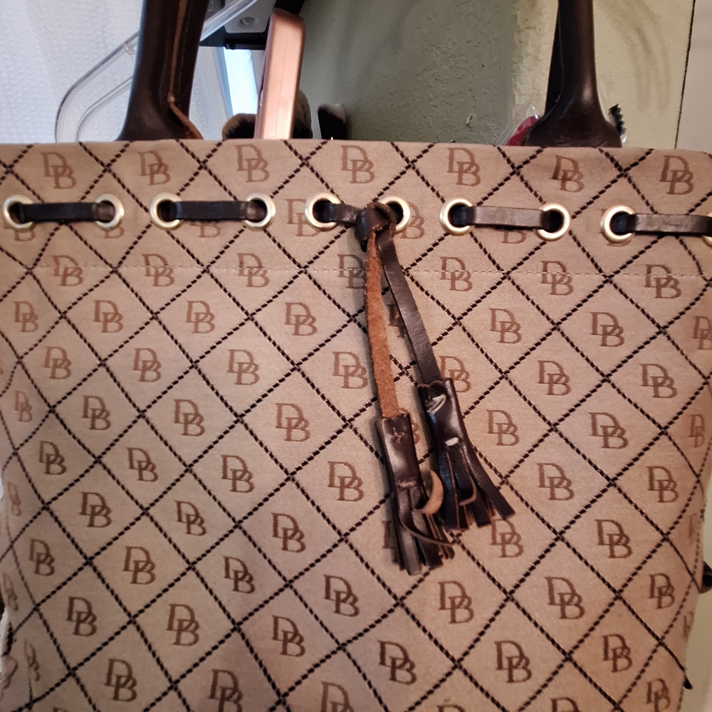 Dooney & Bourke Tan and Brown Shoulder Bag